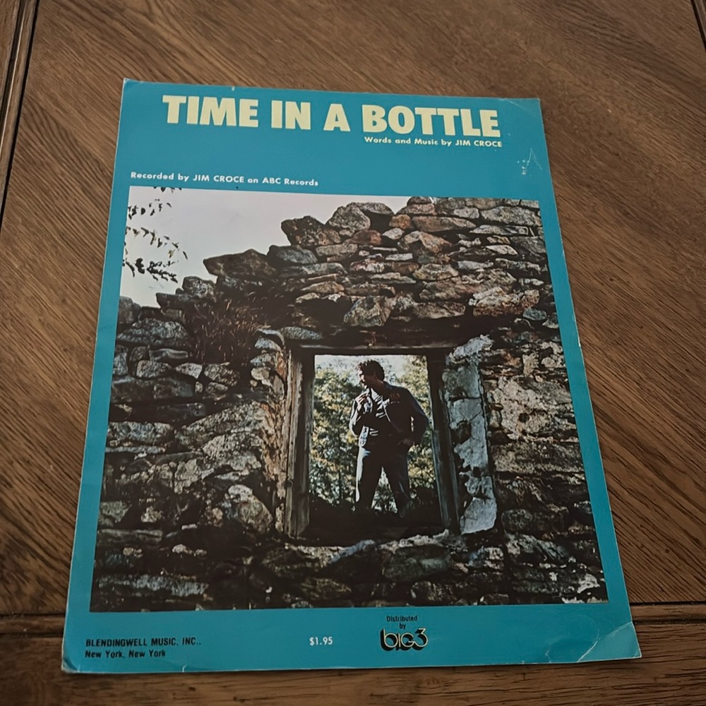 Vintage sheet music Time in a Bottle by Jim Croce